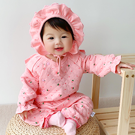 保暖斜开草莓哈衣