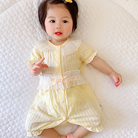 短袖小蛮腰花边哈衣