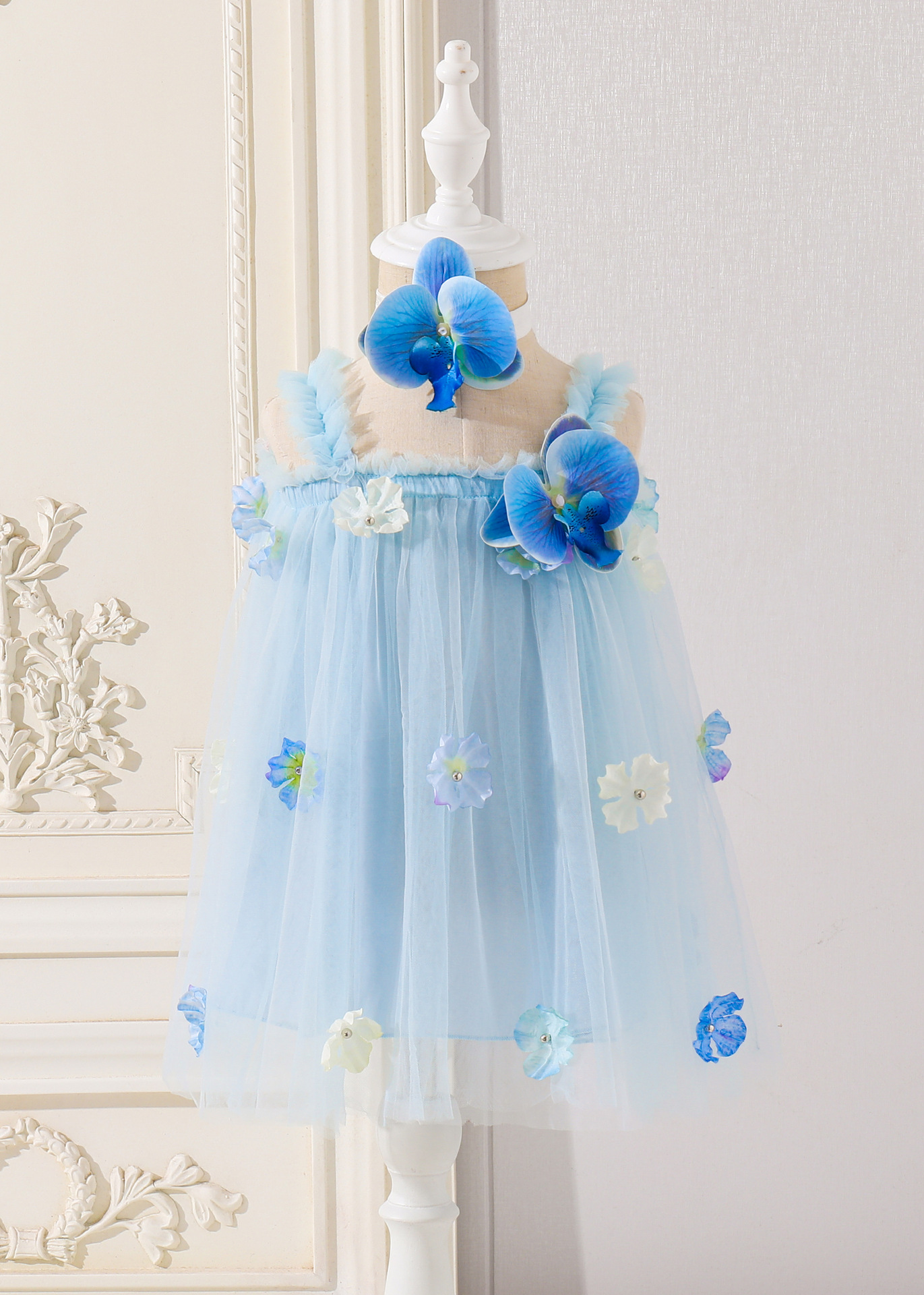 宝石蓝莎莎薄纱裙