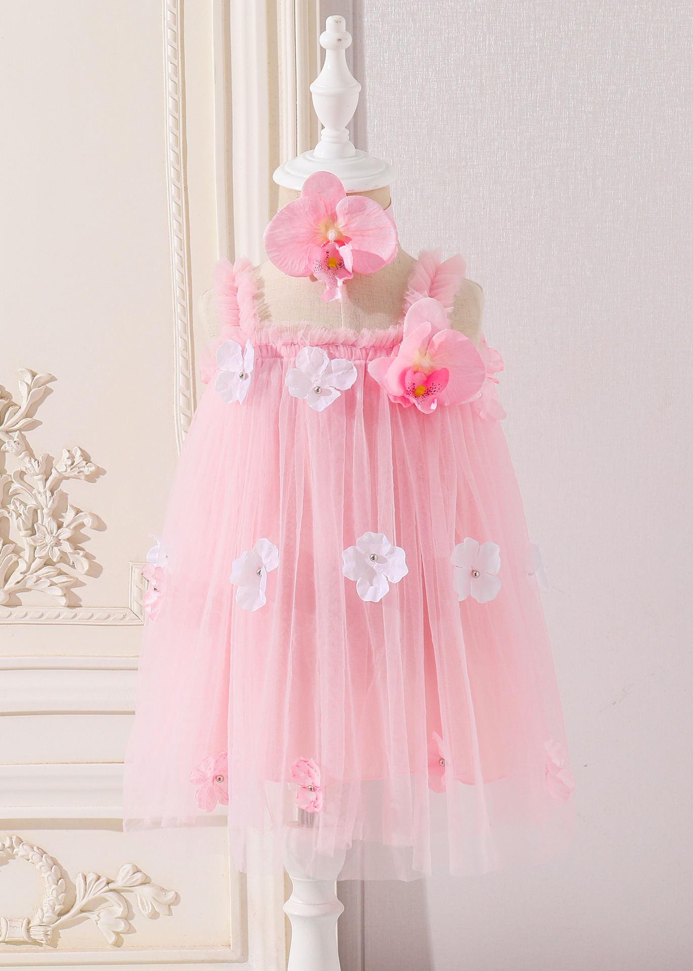 蔷薇粉莎莎薄纱裙