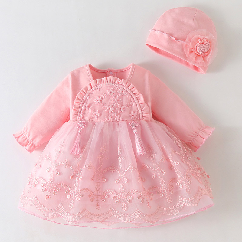 粉色花开富贵连衣裙