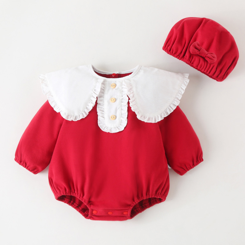 酒红色圆帽三角哈