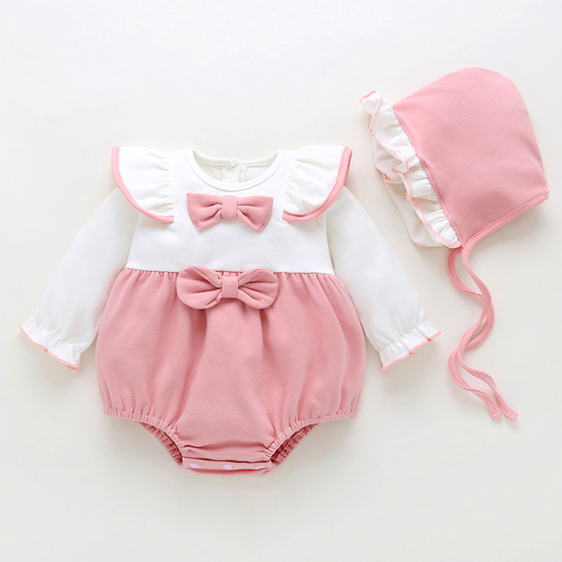 韩国粉双蝴蝶结三角爬