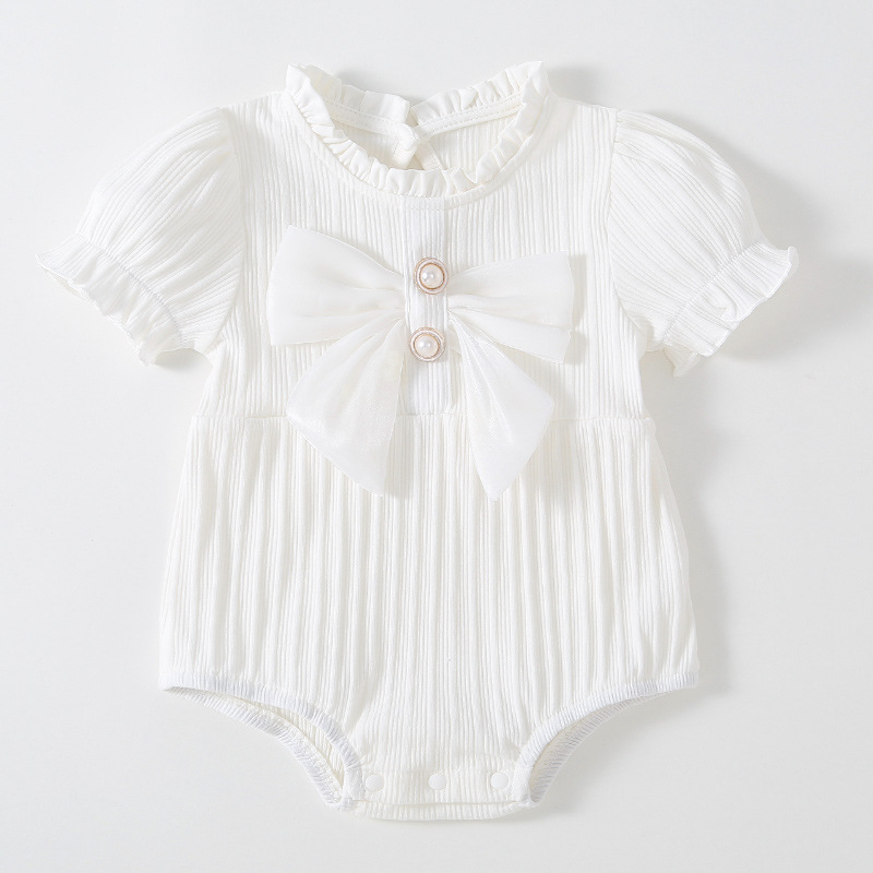 白色短袖小香风三角爬