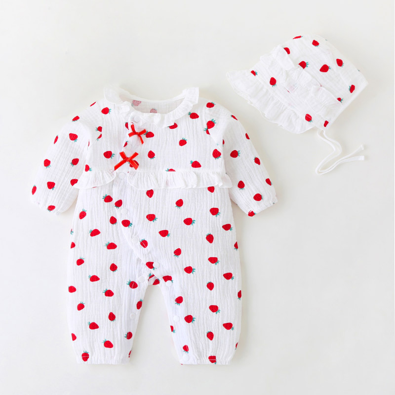 红色田园草莓哈衣