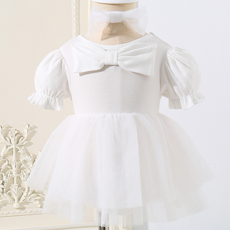 白色泡泡领结哈裙